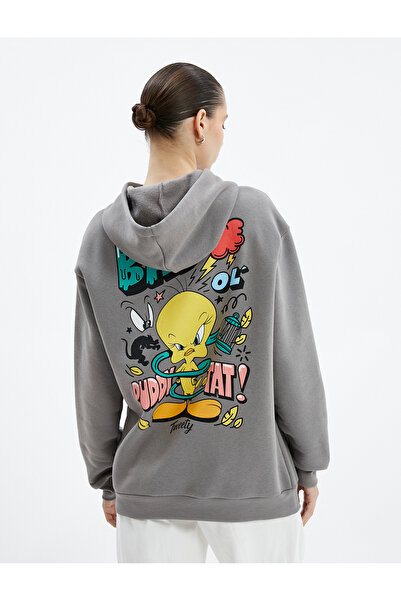Koton Tweety Hooded Sweatshirt Printed on the Back Licensed Raised Comfortable Cut
