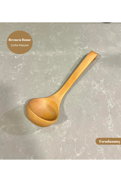 Bremen Home Ahşap Kepçe, Tahta Çorba Servis Kaşığı (27 cm)