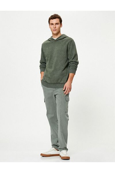 Koton Übergroßer, gewaschener Sweat-Hoodie mit Nahtdetail