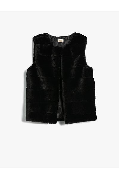 Koton Round Neck Plush Vest - Sleeveless