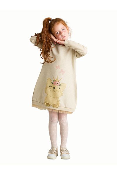 MSHB&G Cat Dream Cat Gold Dore Lesklé dívčí šaty na šňůrce