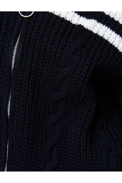 Koton Cardigan cu fermoar împletitură de păr Motiv guler stand