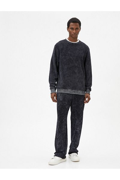 Koton Waschbare Jogginghose, weites Bein, Taille, elastische Tasche