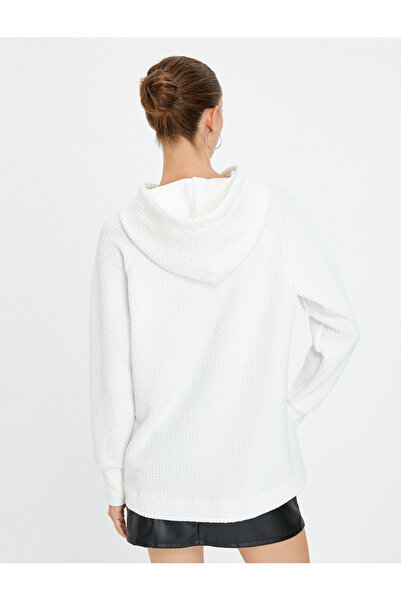 Koton Kapucnis pulóver texturált hasított hosszú ujjú