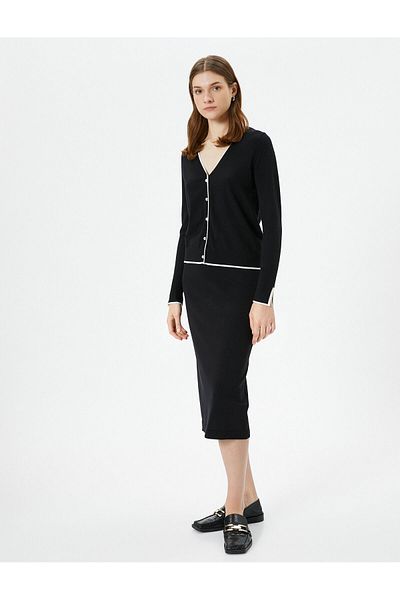 Koton Knitwear Cardigan Pearl Buttoned V-Neck