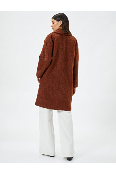 Koton Palton lung supradimensionat cu buzunar cu piept dublu, căptușit