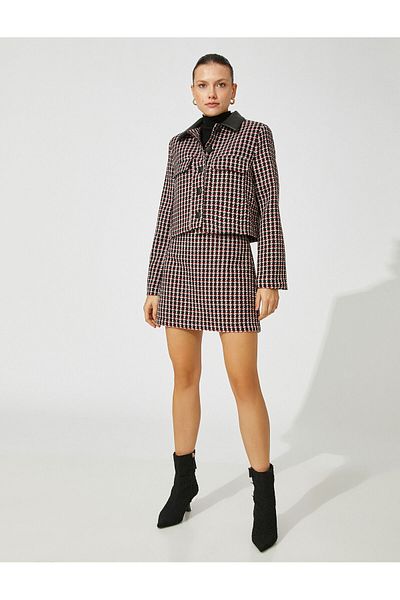 Koton Jachetă scurtă din tweed cu detalii din piele artificială