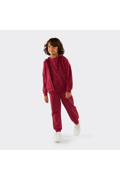 Panço Unisex Çocuk Fermuarlı Bordo Sweatshirt