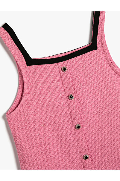 Koton Tüvit Askılı Elbise Düğme Detaylı