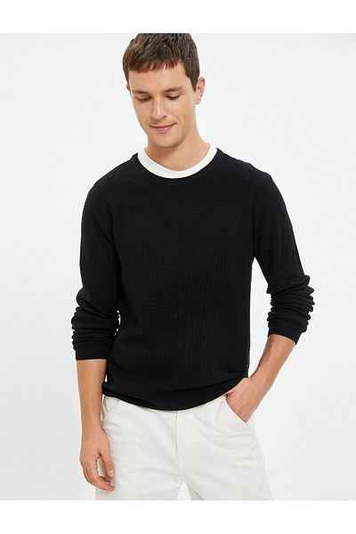 Koton Knitwear Sweater Crew Neck Textured Long Sleeve