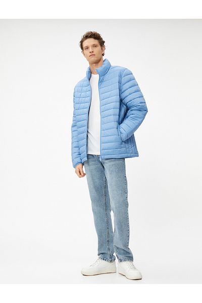 Koton Seasonal Puffer Jacket with Stand Collar and Rubber Sleeves