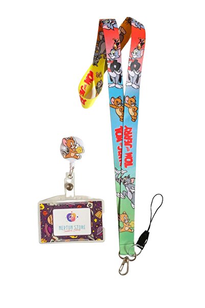 neptünstore طقم توم وجيري مكون من 3 قطع للرقبة وحزام للهاتف + جيري يويو + حقيبة لحمل البطاقات