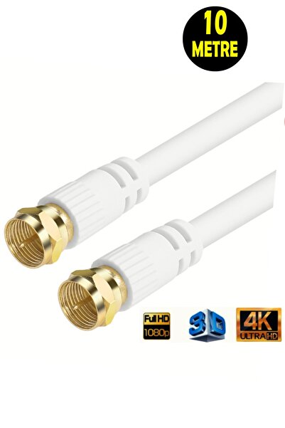 usin 10 Metre Fabrikasyon Gold Uç  F Konnektörlü Rg6/U4 Full Hd 3d 4k Anten Tv Çanak Uydu Lnb Kablosu