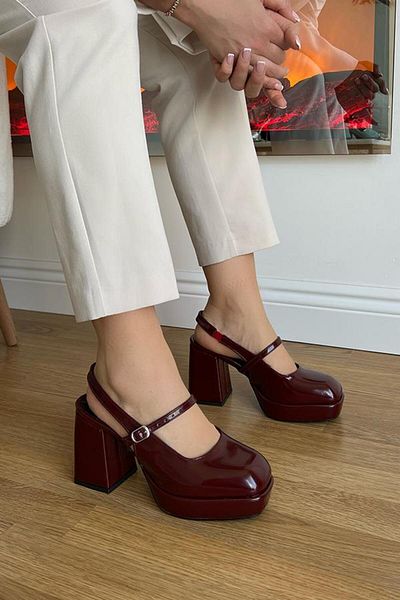 BeBeQ Store Trudy Claret Red Patent Leather Platform Women's Shoes