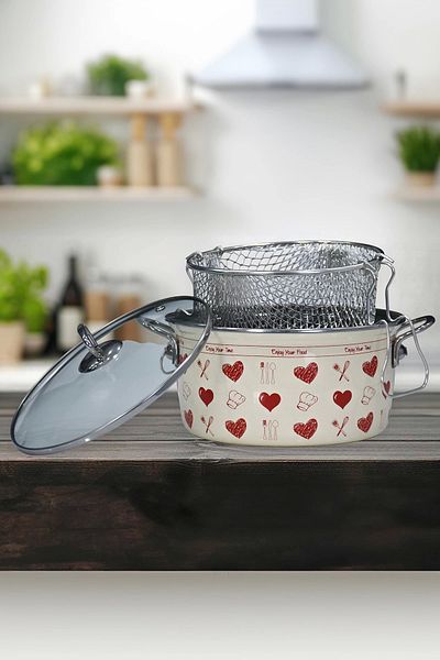 PR HOME Enjoy Red Enamel Frying Pan 22 cm
