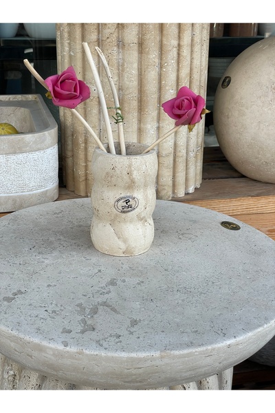 Polen Stone Traverten Doğaltaş Dekoratif Vazo