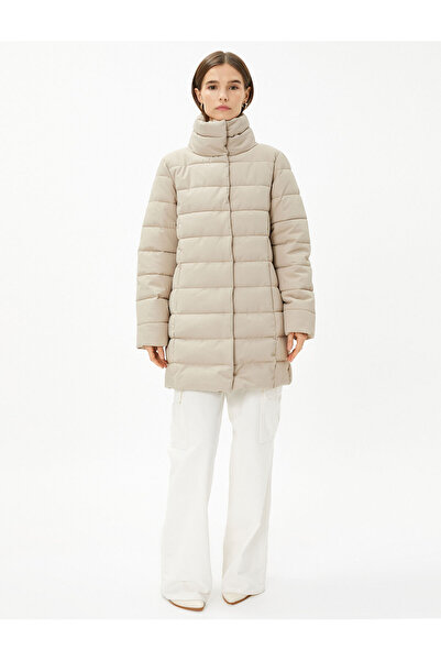 Koton Puffer Jacket Stand Collar Snap Fastener Relax Fit