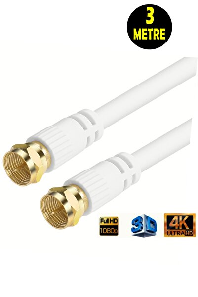 usin 3 Metre Fabrikasyon Gold Uç  F Konnektörlü Rg6/U4 Full Hd 3d 4k Anten Tv Çanak Uydu Lnb Kablosu