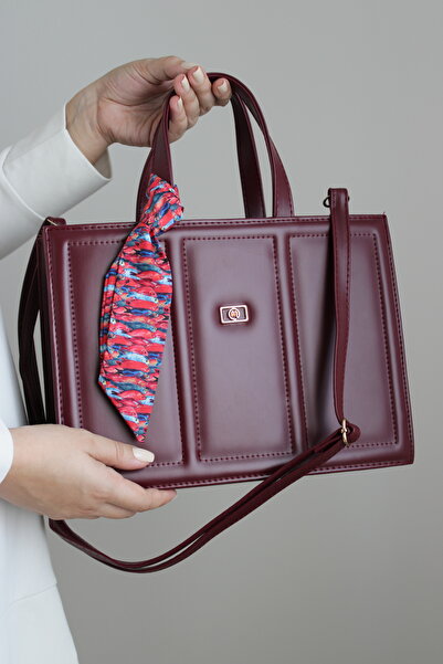 Molie Geantă de mână/de umăr pentru femei din piele moale Bordeaux - Dimensiu...