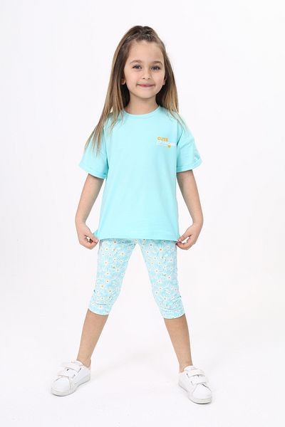 Toontoy Girl's Chest Cute Chamomle Printed Capri Suit