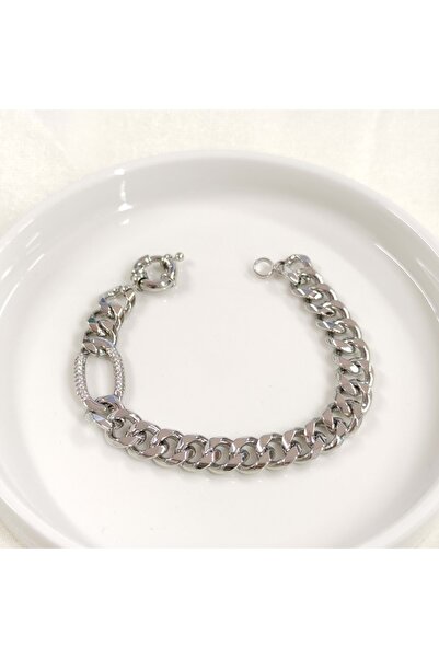 Güler Yüzlü Silver سوار FULLYX GEMİCİ بتفاصيل حجر مغلق 18 سم