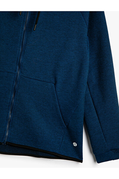 Koton Zippered Sweatshirt Hooded Raglan Sleeves with Pocket Detail