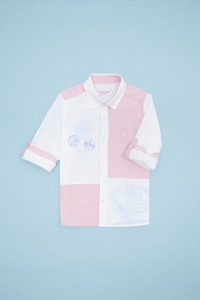U.S. Polo Assn. Αγόρι μακρυμάνικο πουκάμισο σε πούδρα 50247897-VR042
