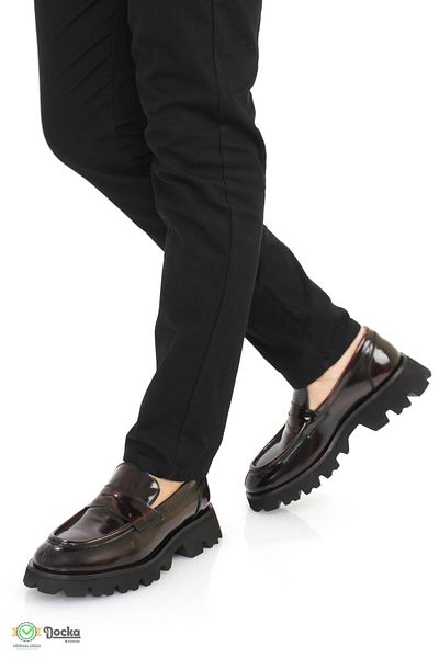 MARCOMEN Men's Genuine Leather Thick Sole Semi-Shiny Loafer Shoes Mr4K/Lf20228