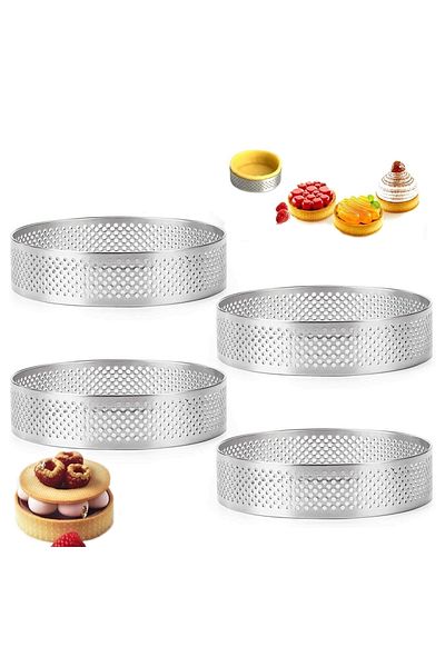 Nar kalıp 10 cm 4-Piece Narkalıp Round Hole Tart Set