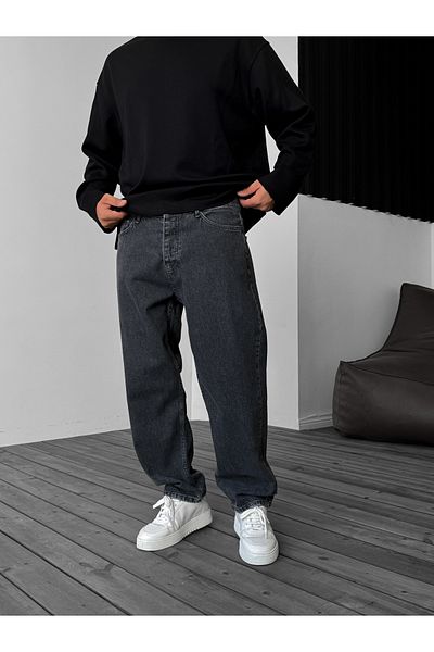 BYBASICMAN Anthracite Washed Baggy Jean Dp-Ke