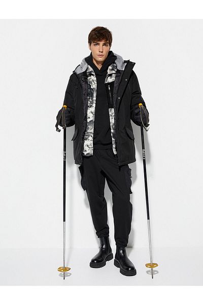 Koton Snow Coat Hooded Label Detailed Zippered Double Pocket
