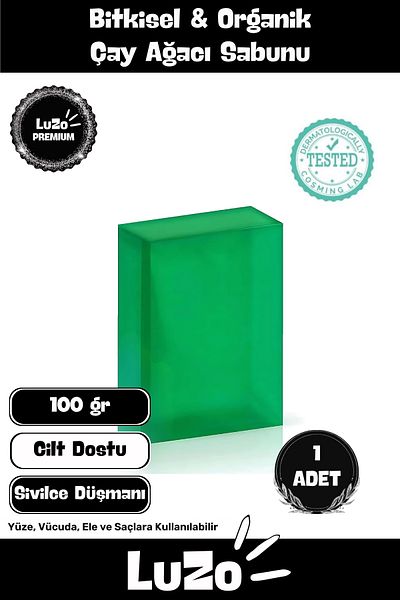 LuZo Premium Series 100% Natural Fragrance Facial Skin Balancing Organic Moisturizing Tea Tree Soap 1 Piece