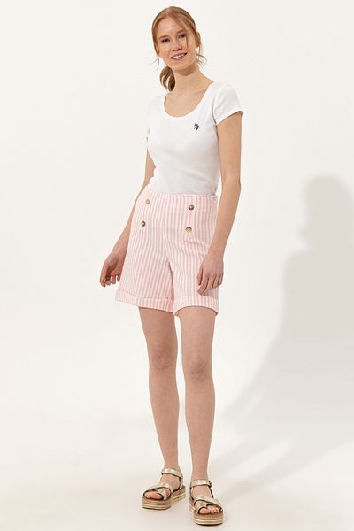U.S. Polo Assn. شورت نسائي وردي منسوج 50246070 -VR041