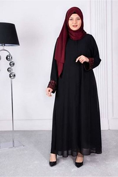 Moda Rosa 24Y68001 - CLARET - LARGE SIZE TESETTÜR ABAYA