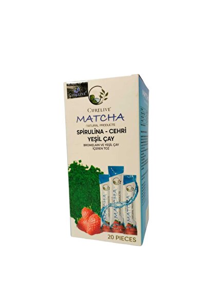 CURELIVE Matcha Çilek Aromalı Detox Burner Form Maça Çayı 1 Kutu