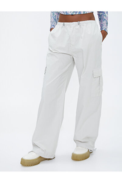 Koton Parachute Trousers with Large Pockets, Elastic, Low Waist, Stoppers