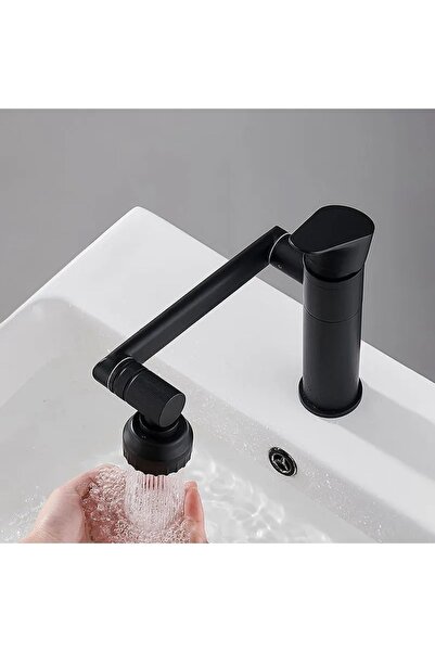 EYM New Modern Design Robotic Moving Swivel Bowl Sink Sink Faucet Faucet Black