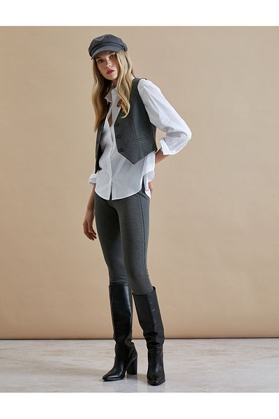 Koton Şahika Ercümen Crop Vest - Buttoned