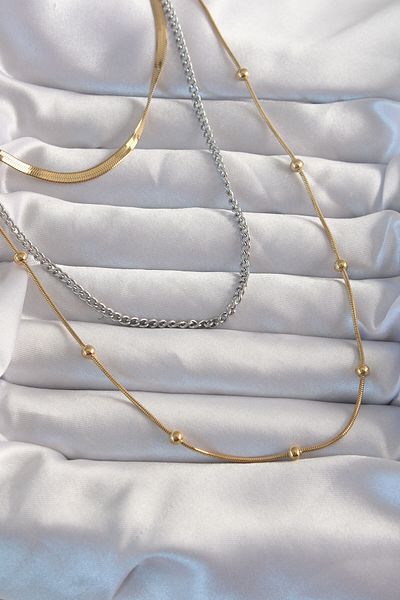 BESKAR 316l Steel - Double Colored Long, Multiple Necklace