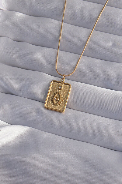 Twin Store 316L Steel Chain Gold Color Zircon Stone Eye Figure Tarot Necklace