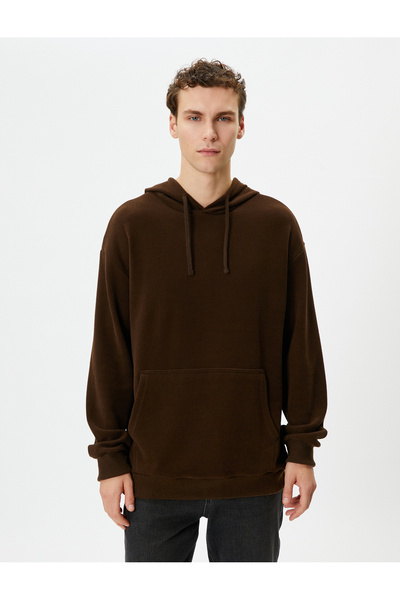 Koton Basic Hoodie Kangaroo Pocket Relaxed Fit Long Sleeve
