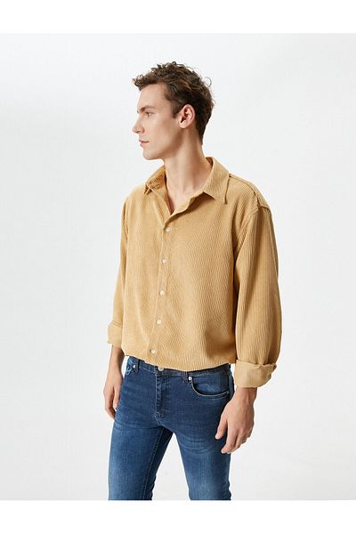 Koton Velvet Shirt Long Sleeve Classic Collar Buttoned