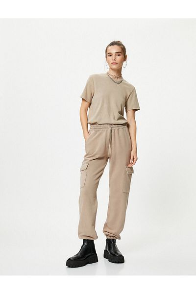 Koton Jogger Pants with Cargo Pocket and Lace Waist
