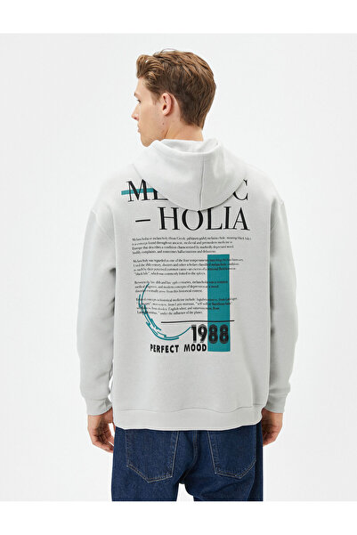 Koton Hanorac supradimensionat cu buzunar tip cangur imprimat și slogan pe spate