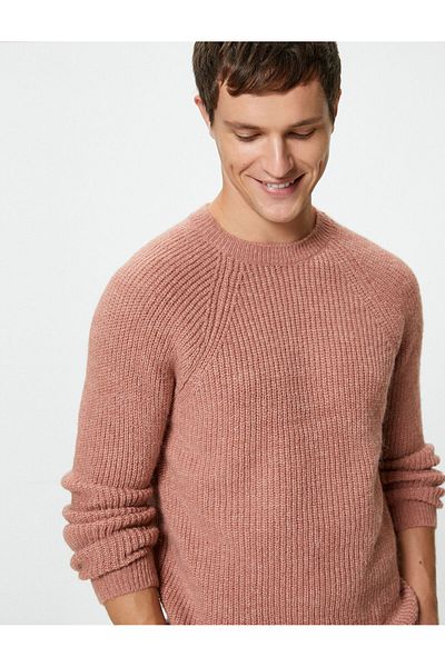 Koton Kötöttáru Pulóver Crew Neck Puha texturált Slim Fit Hosszú ujjú