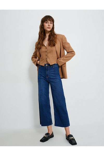 Koton Weite, verkürzte Jeans mit hoher Taille – Sandra Jean