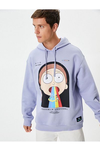 Koton Φούτερ με κουκούλα με άδεια Rick And Morty - Χαλαρή εφαρμογή