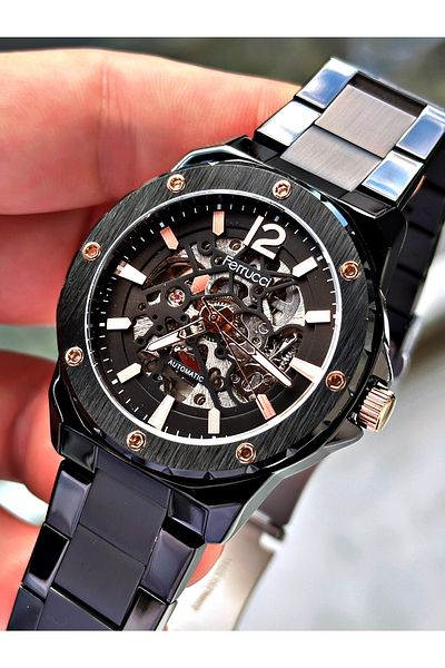 Ferrucci Black Color Business Automatic Mechanism Men's Wrist Watch + Bracelet