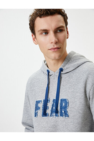 Koton Kapşonlu Sweatshirt Slogan Işlemeli Uzun Kollu Şardonlu