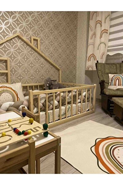 SRKYHOME CONSEPT Çatılı Montessori Ahşap Yatak